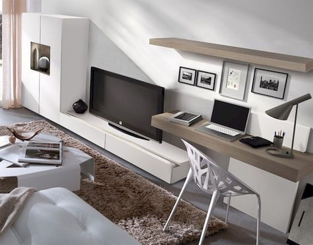 Living room with a computer desk