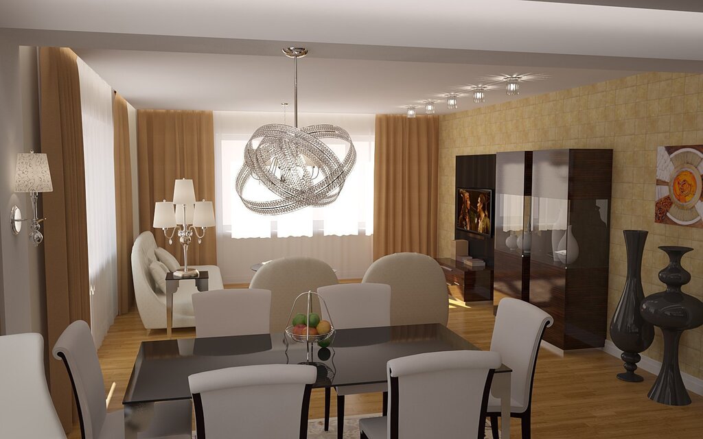 Living room combined with dining room