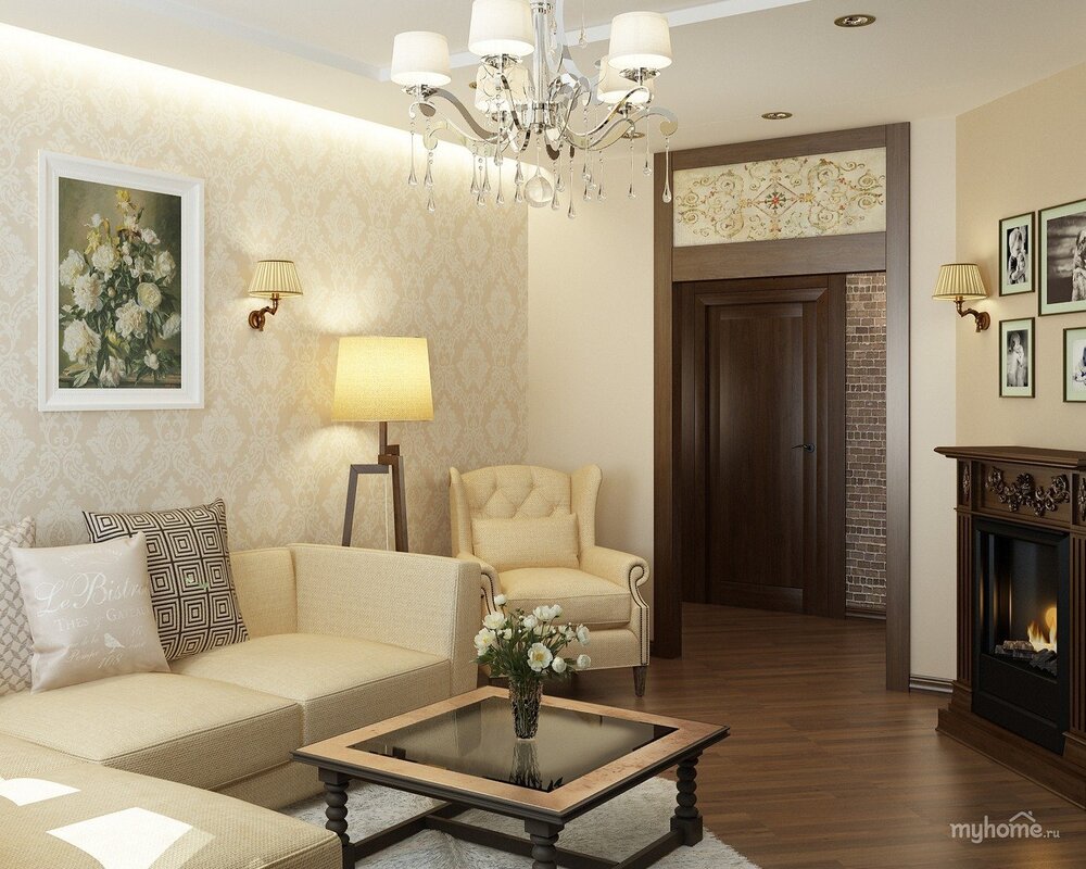 The living room in creamy tones