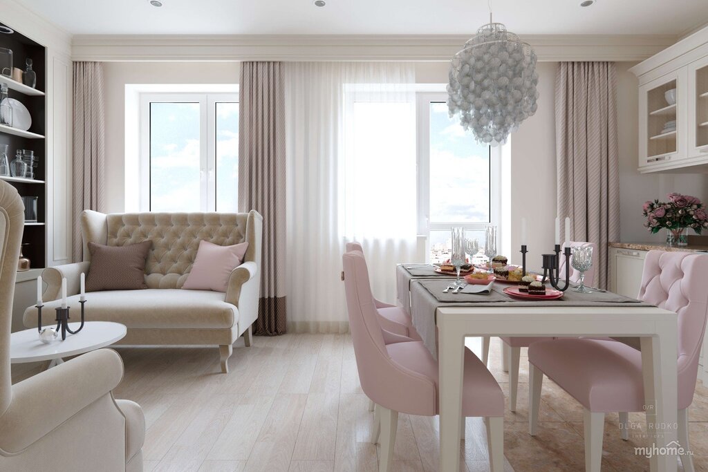 The living room in powder color