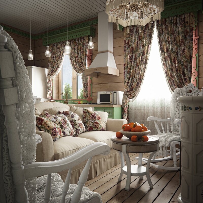 Living room in Russian style