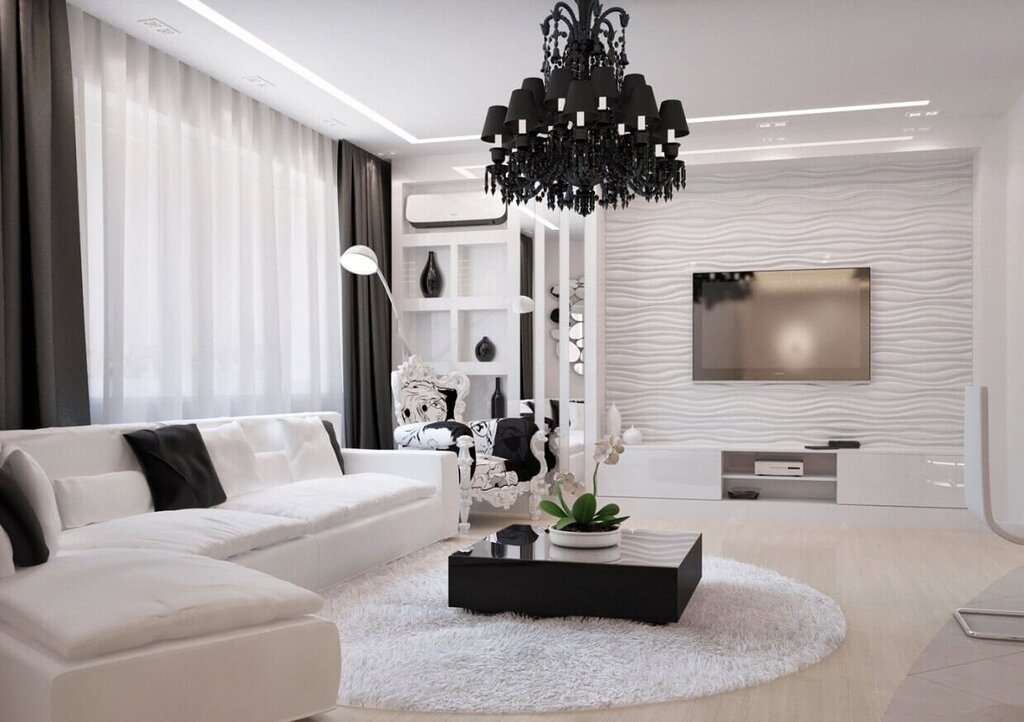 The living room in gray tones