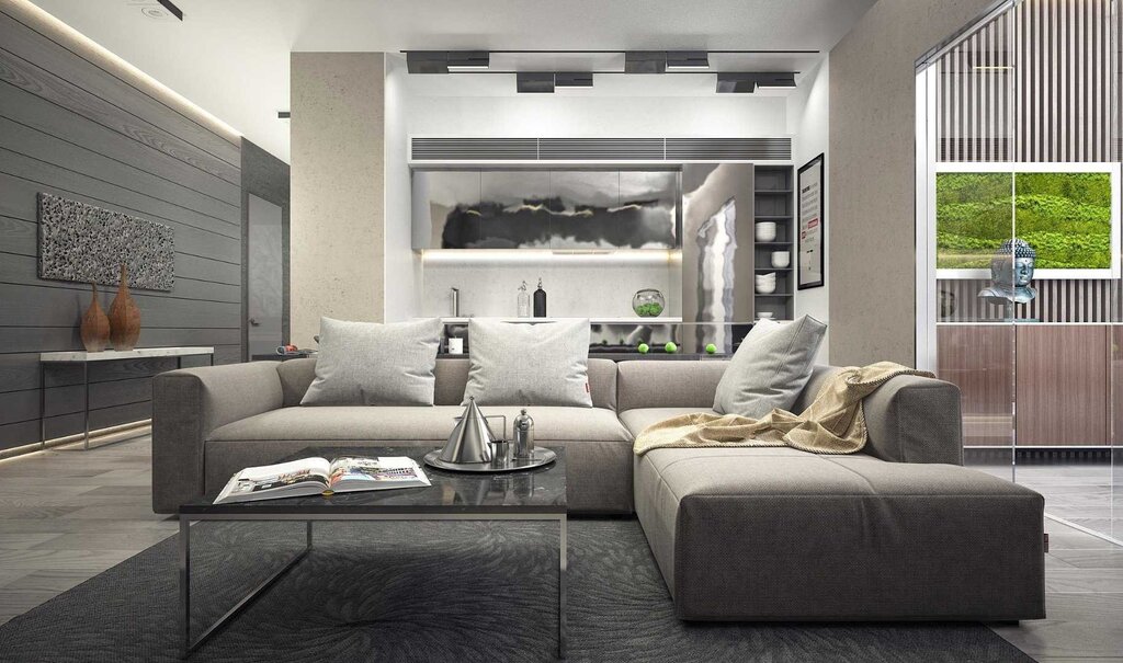 Living room in gray style