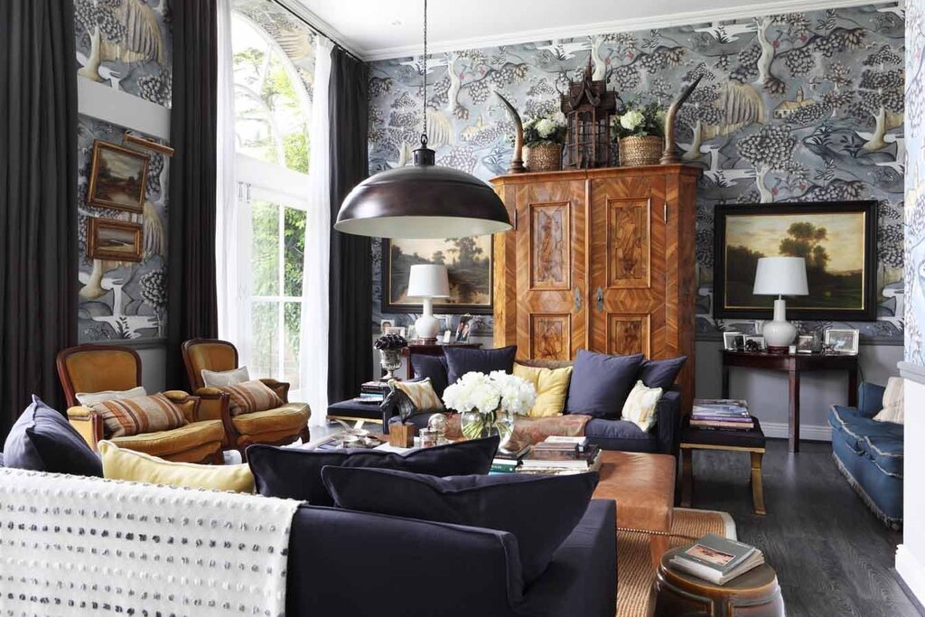 Living room in eclectic style