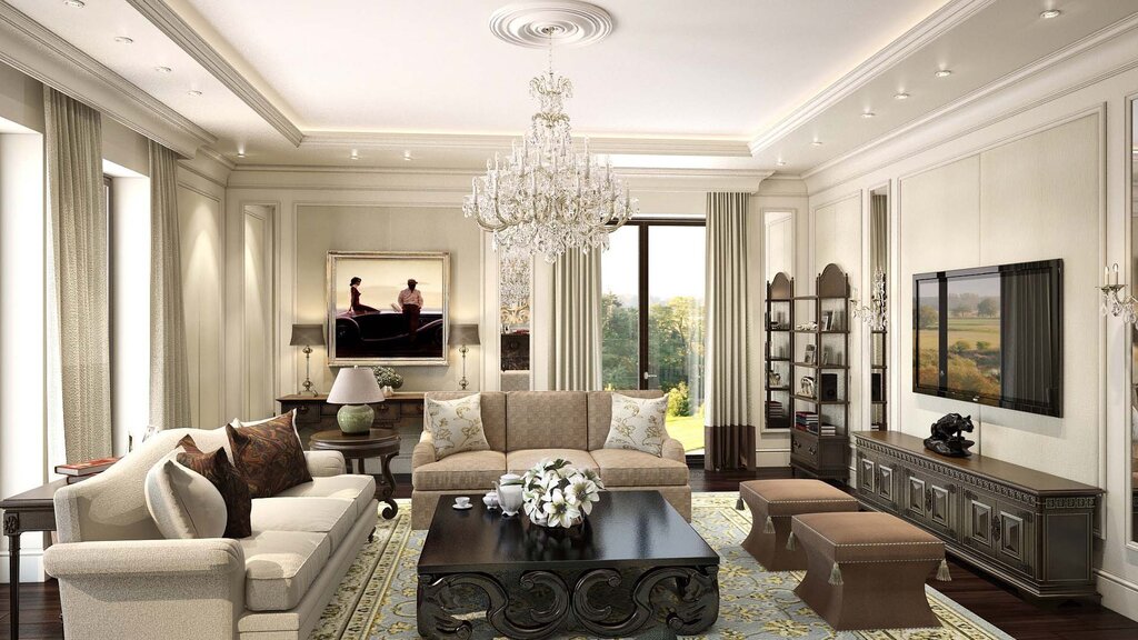 Living rooms in a classical style