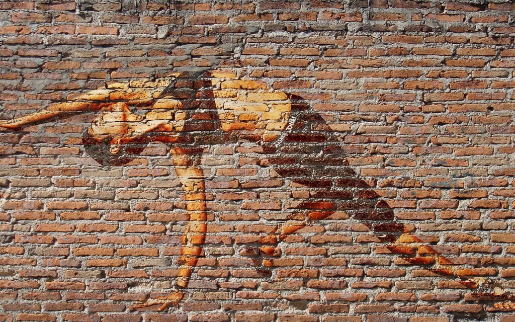 Graffiti on a brick wall