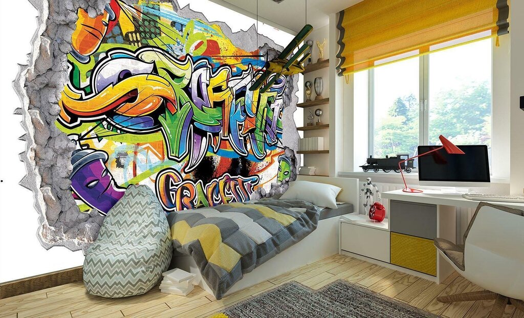 Graffiti on the wall in the room