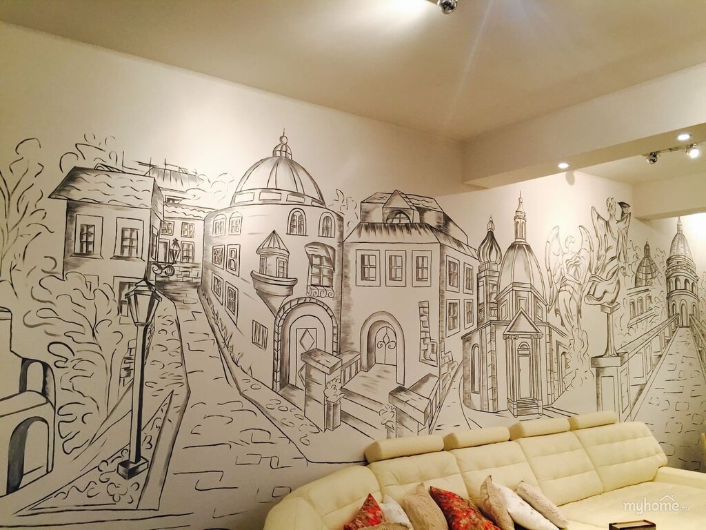 Graphic drawings on the walls