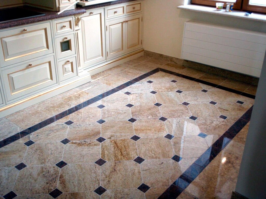 Granite floor in the kitchen