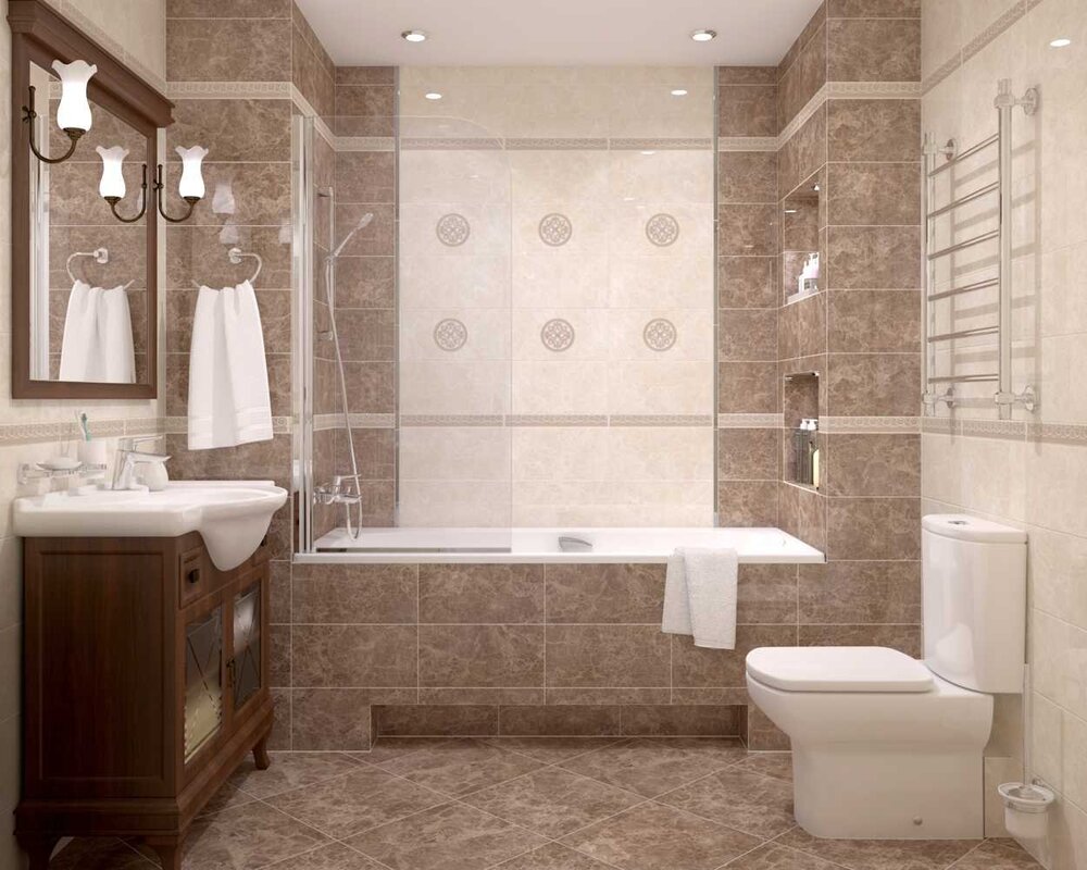 Imitation of ceramic tiles for the bathroom