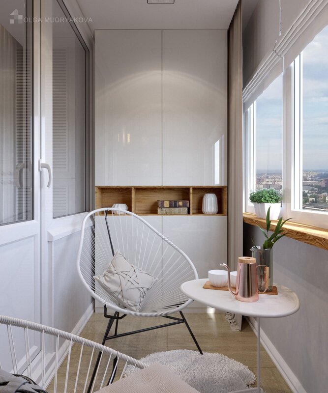 The interior of the balcony in the apartment