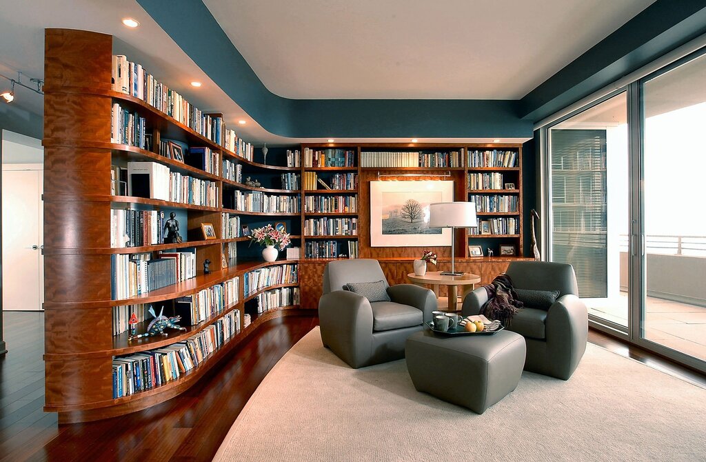 Interior of a library in a private house