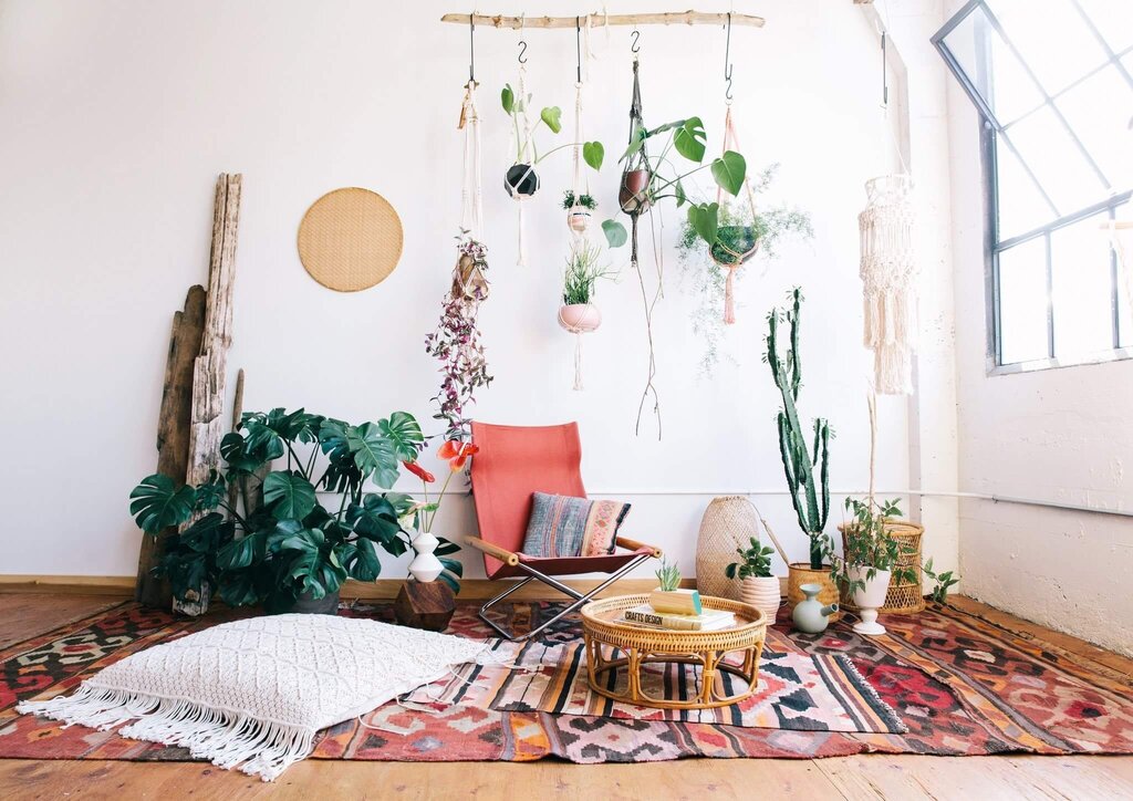 Boho interior in the apartment