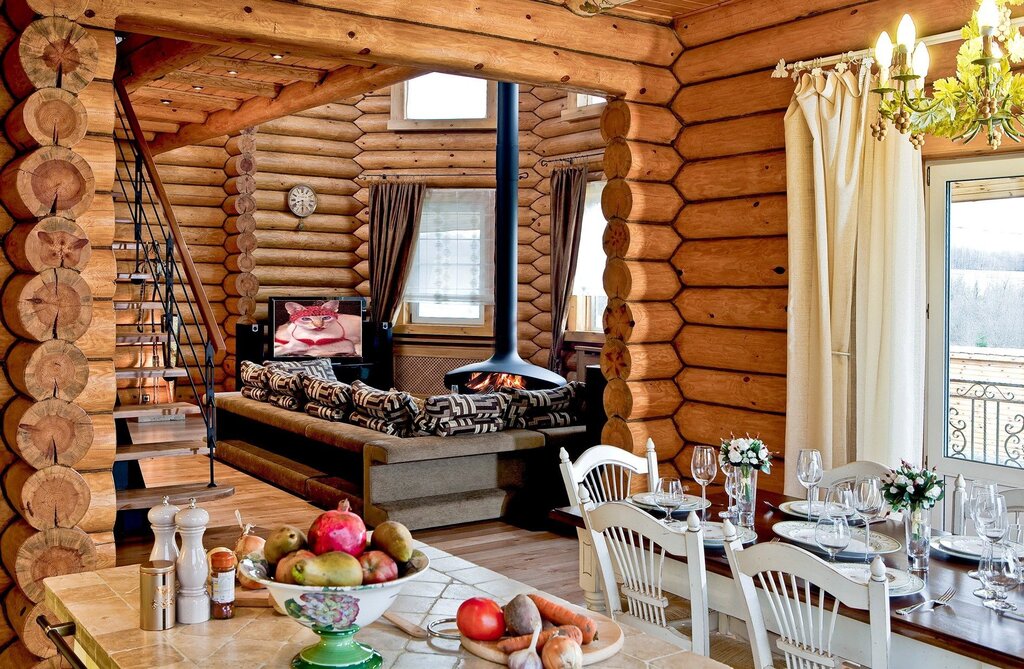 Interior of a log house