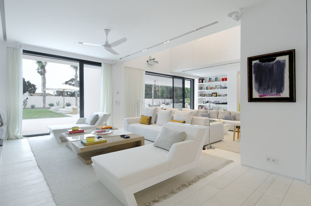 The interior of the house in white color