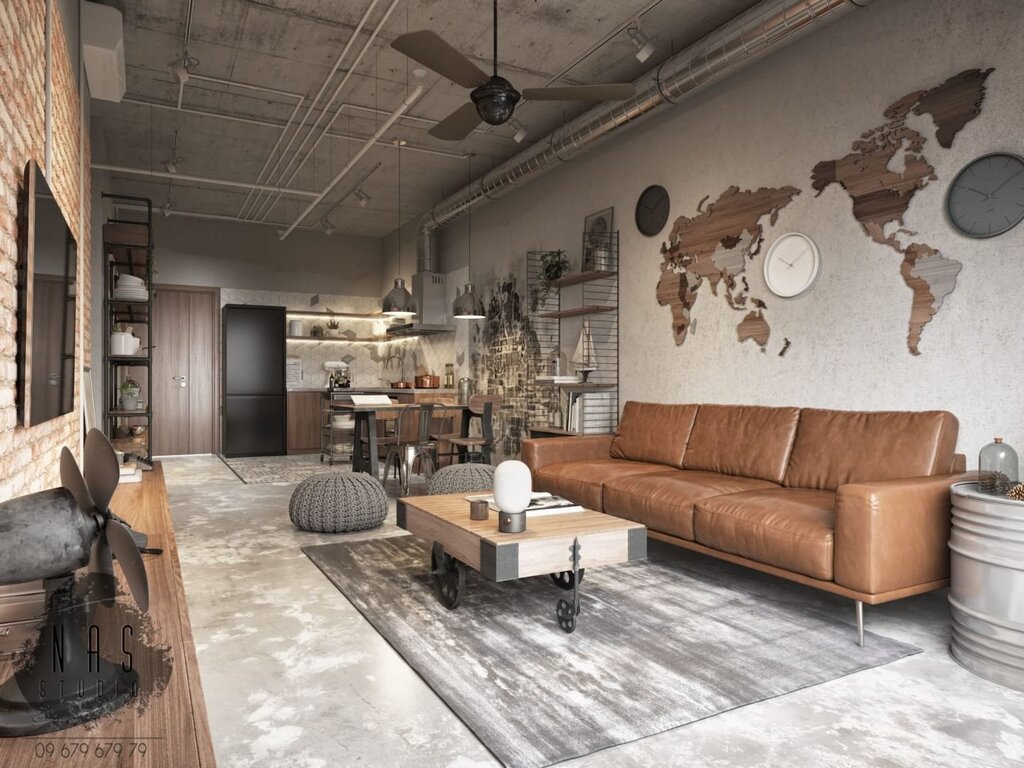 Loft living room interior