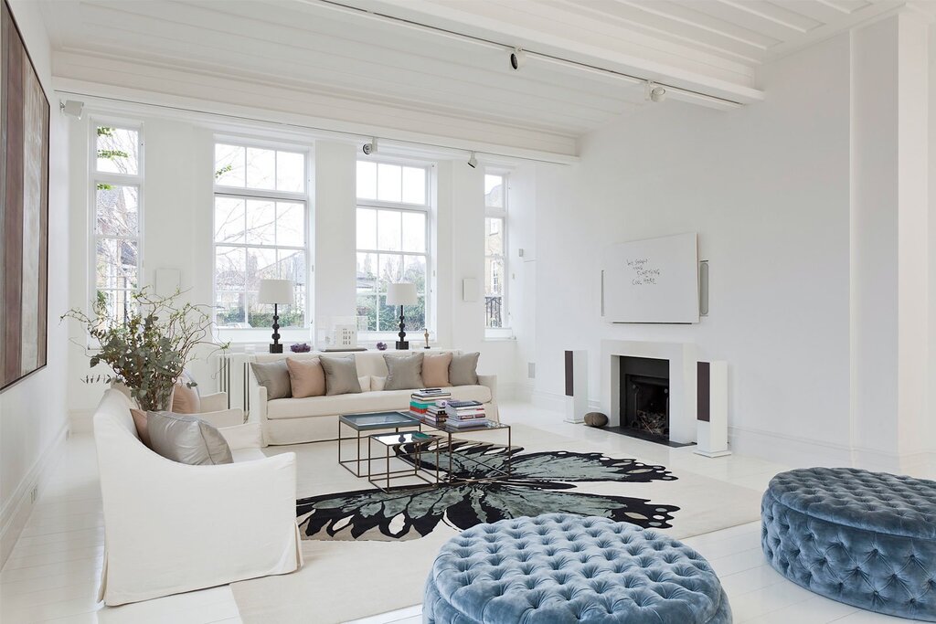 Living room interior in white