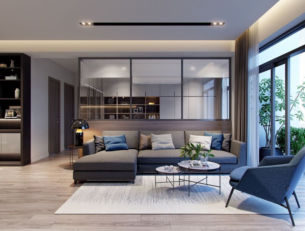 The interior of the living room in modern style