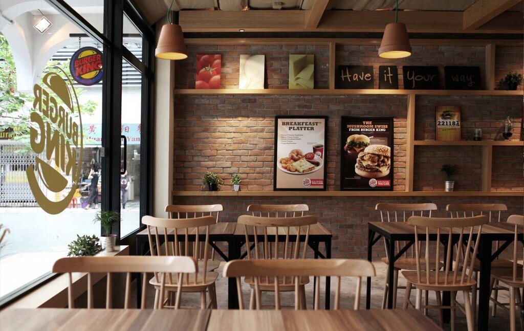 The interior of a fast-food cafe