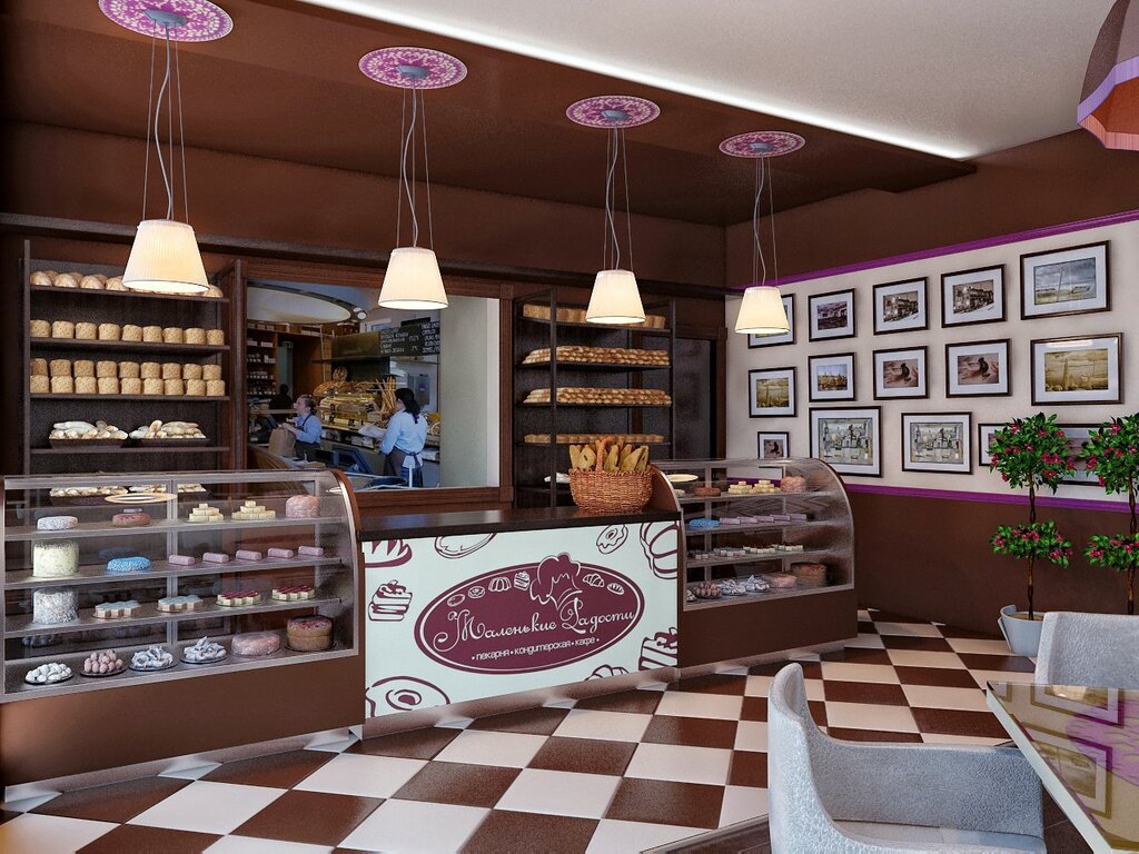 The interior of the cafe confectionery