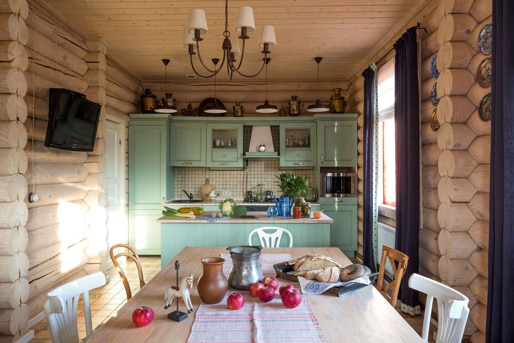 The interior of the kitchen at the dacha