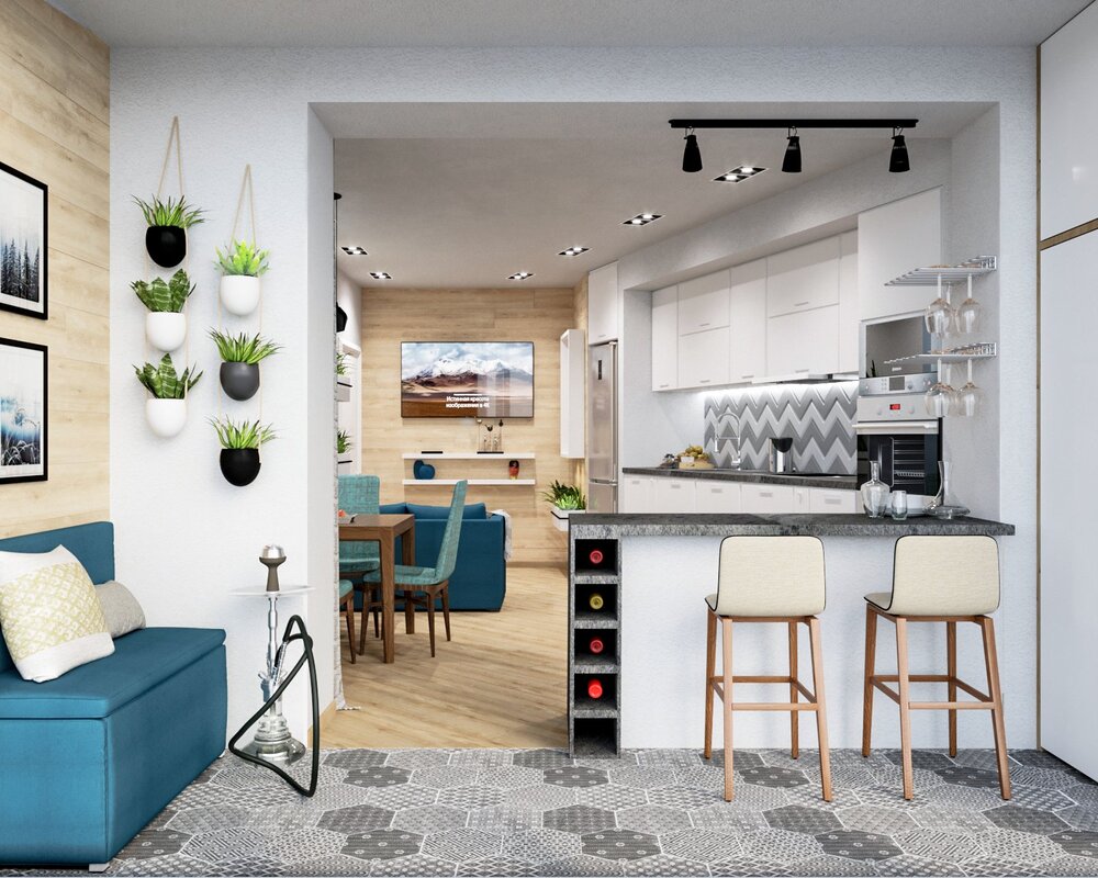 The interior of a kitchen combined with a balcony 21 фото