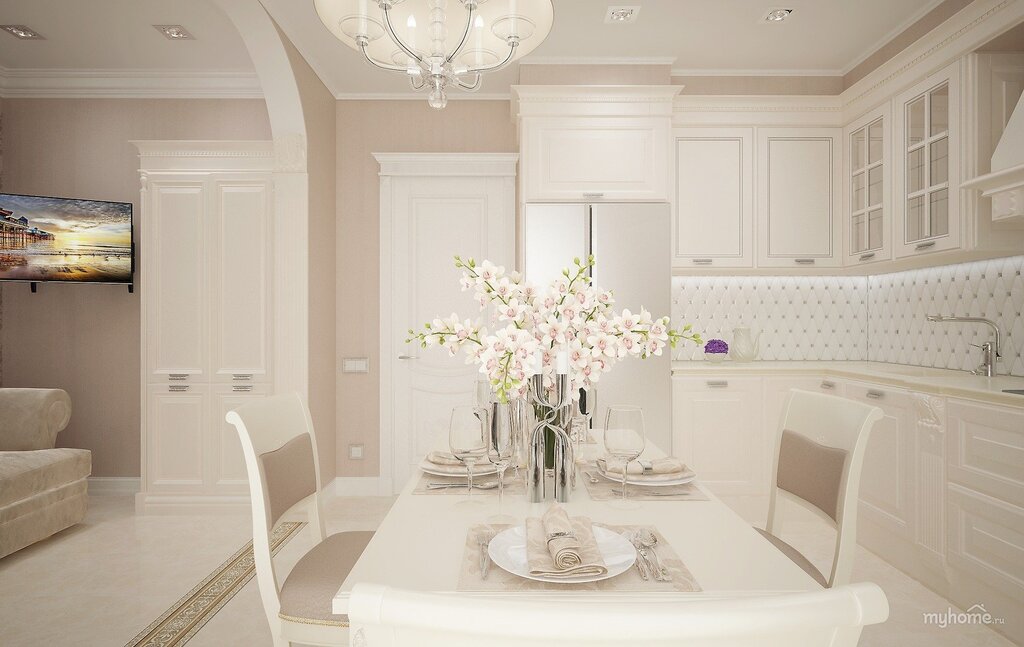 The kitchen interior in white