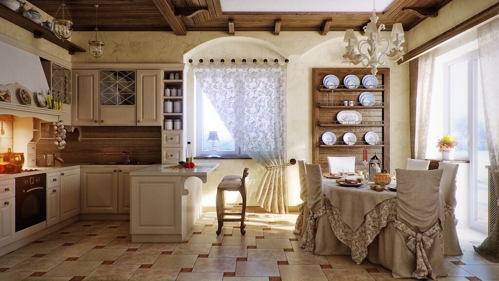 Country-style kitchen interior 43 фото