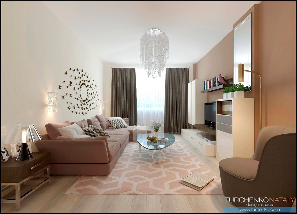 The interior of the apartment in beige tones