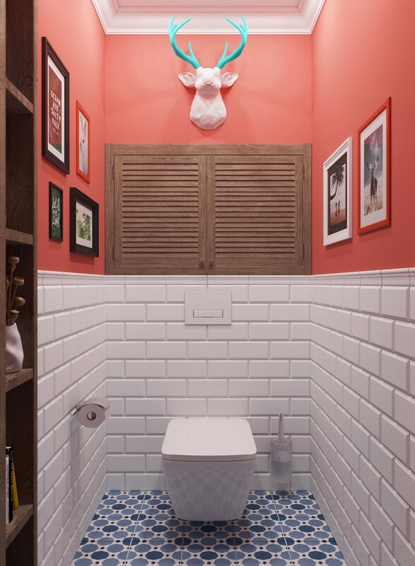 The interior of a small toilet in an apartment