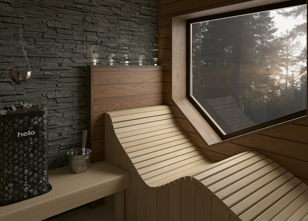 Interior of a small sauna