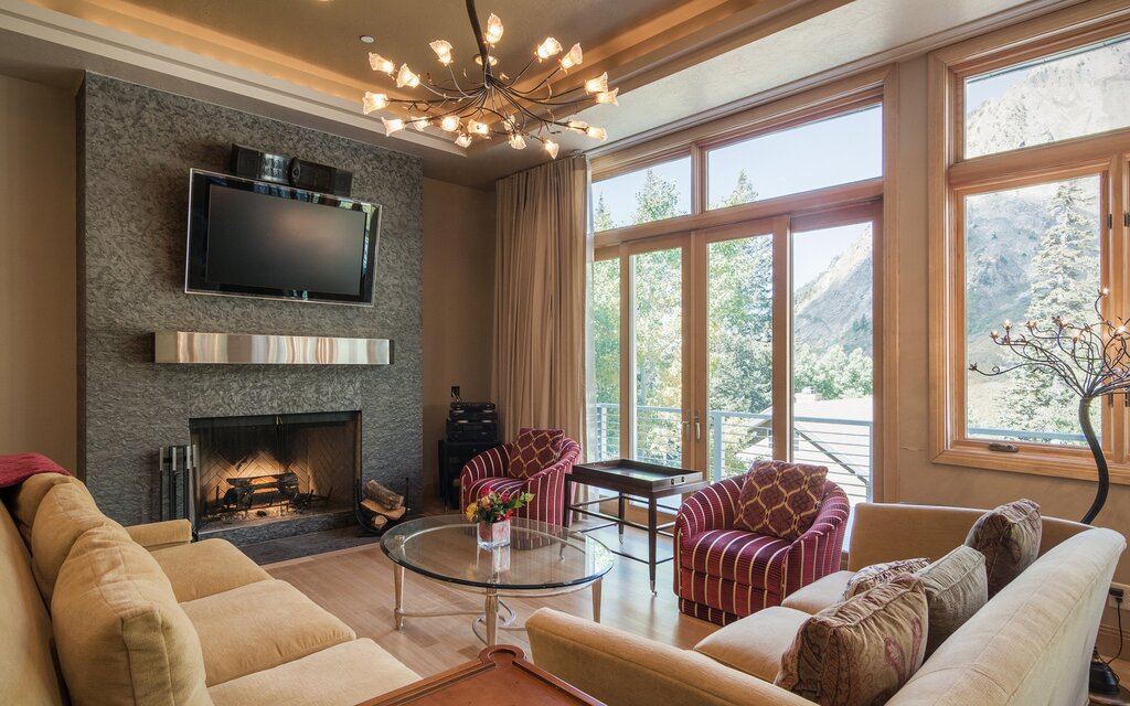 The interior of a small living room in a private house