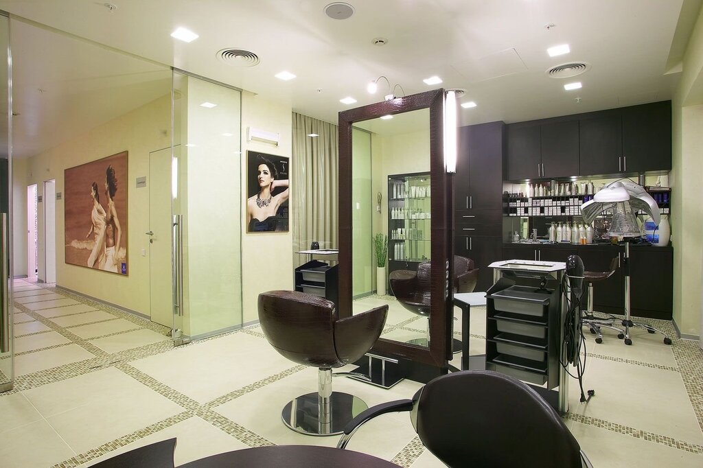 Interior of a small hair salon