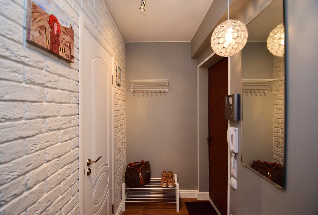 The interior of a small hallway in an apartment