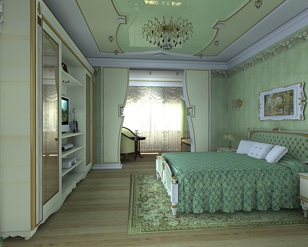 The interior of a small bedroom in a private house