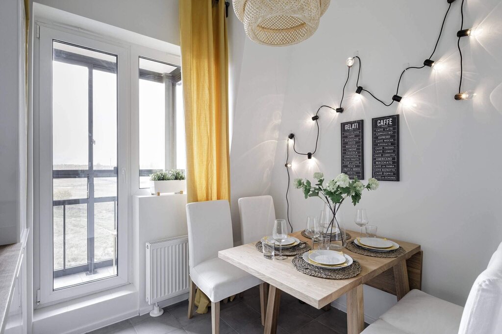 The interior of the dining area in the kitchen