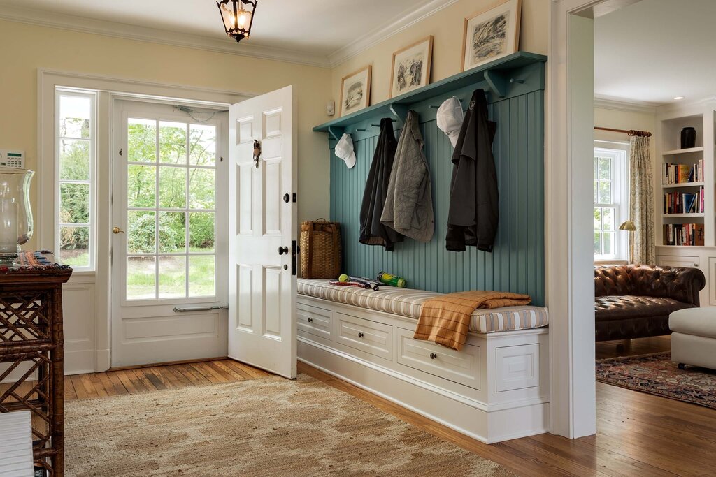 The interior of the hallway in a wooden house