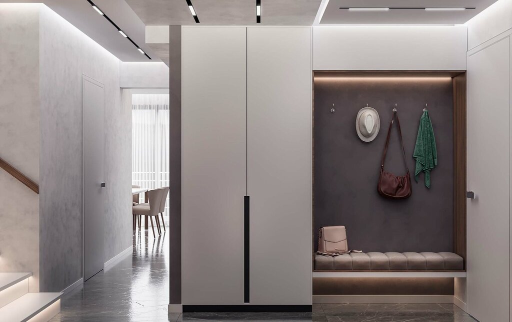 The interior of the hallway in the apartment with a wardrobe