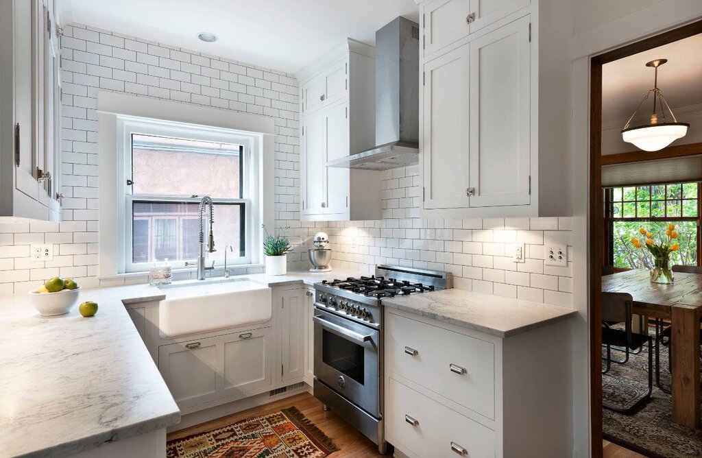 Rectangular kitchen interior