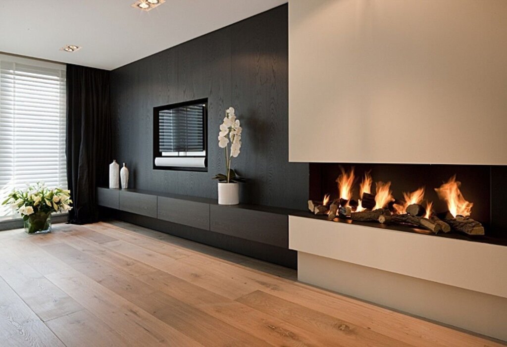 Interior with a bio fireplace