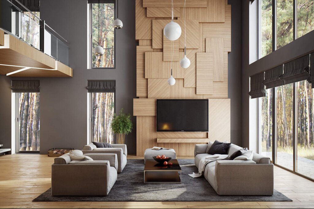 Interior with wood in a modern style