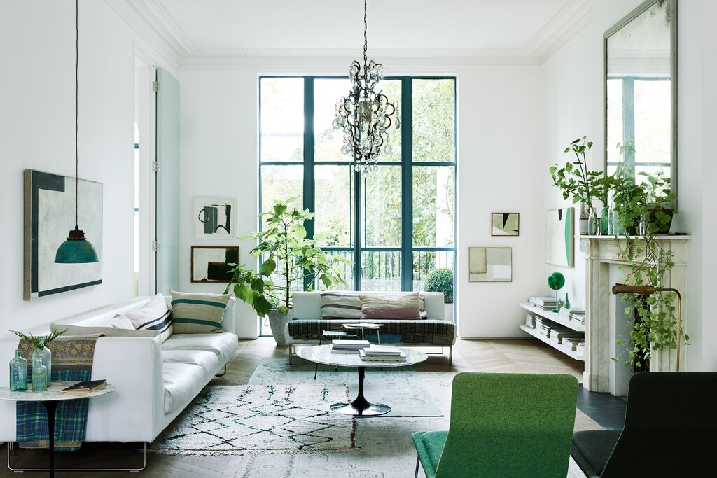 Interior with green accents