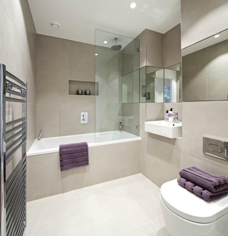 Bathroom interior with a bathtub