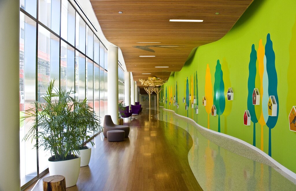 The interior of the school corridor