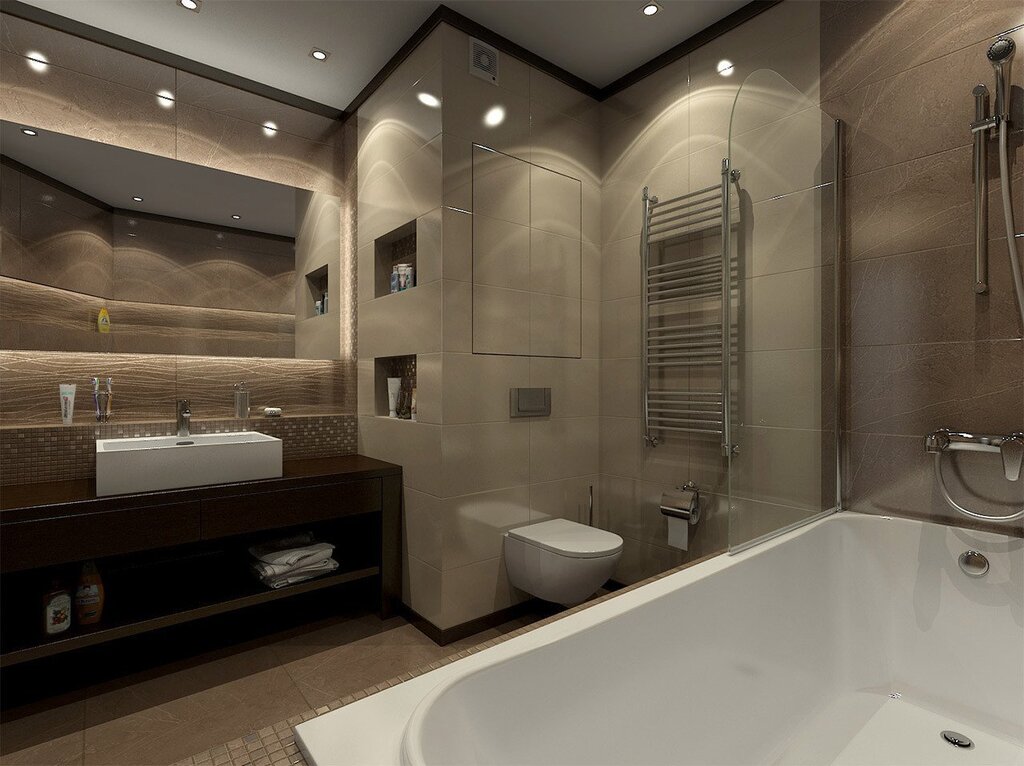 Interior of a combined bathroom