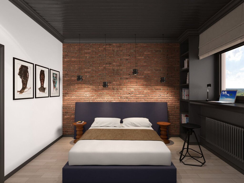 Loft bedroom interior