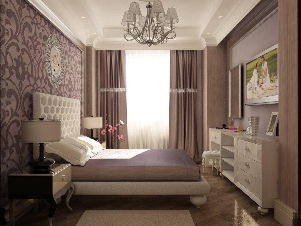 The interior of a small bedroom