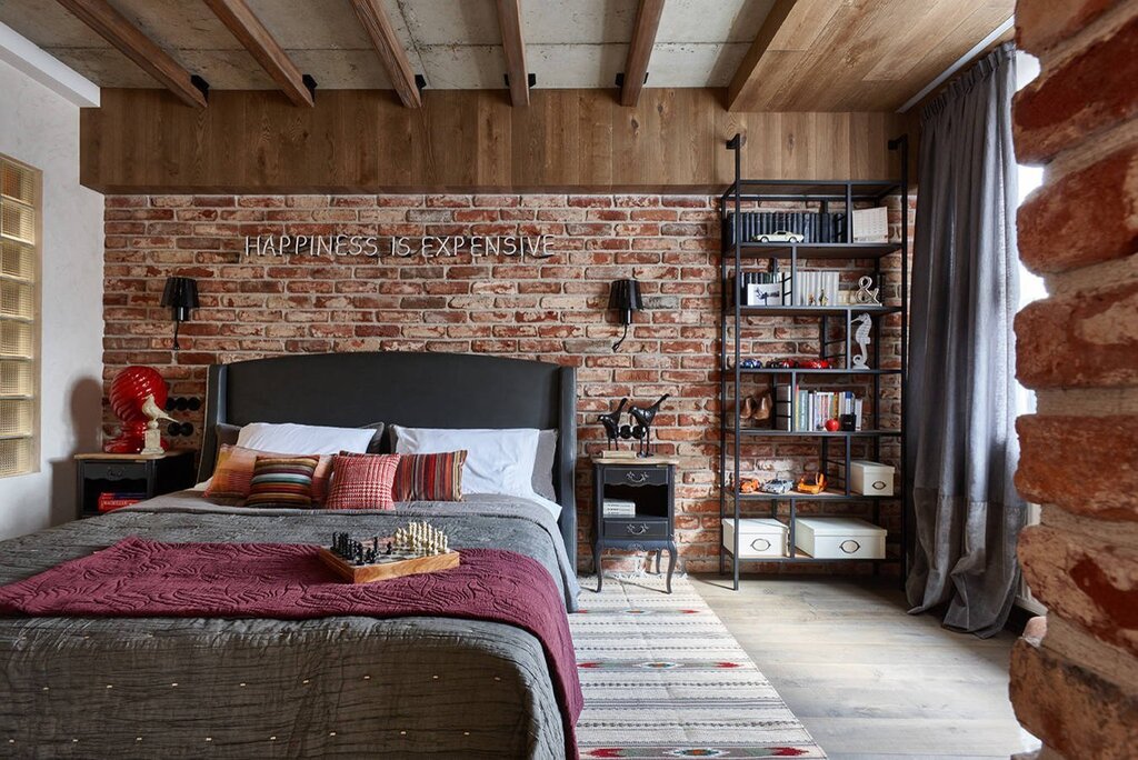 Bedroom interior in loft style