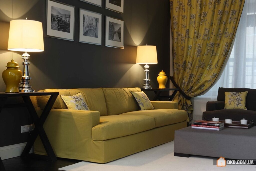 Interior in mustard gray tones