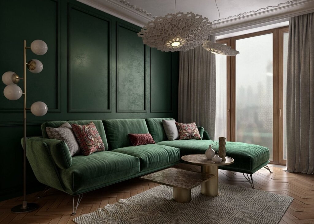 Interior in emerald tones